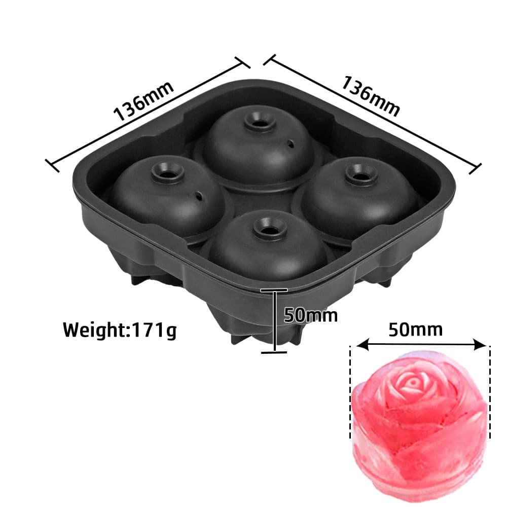 4-cavity rose ice tray