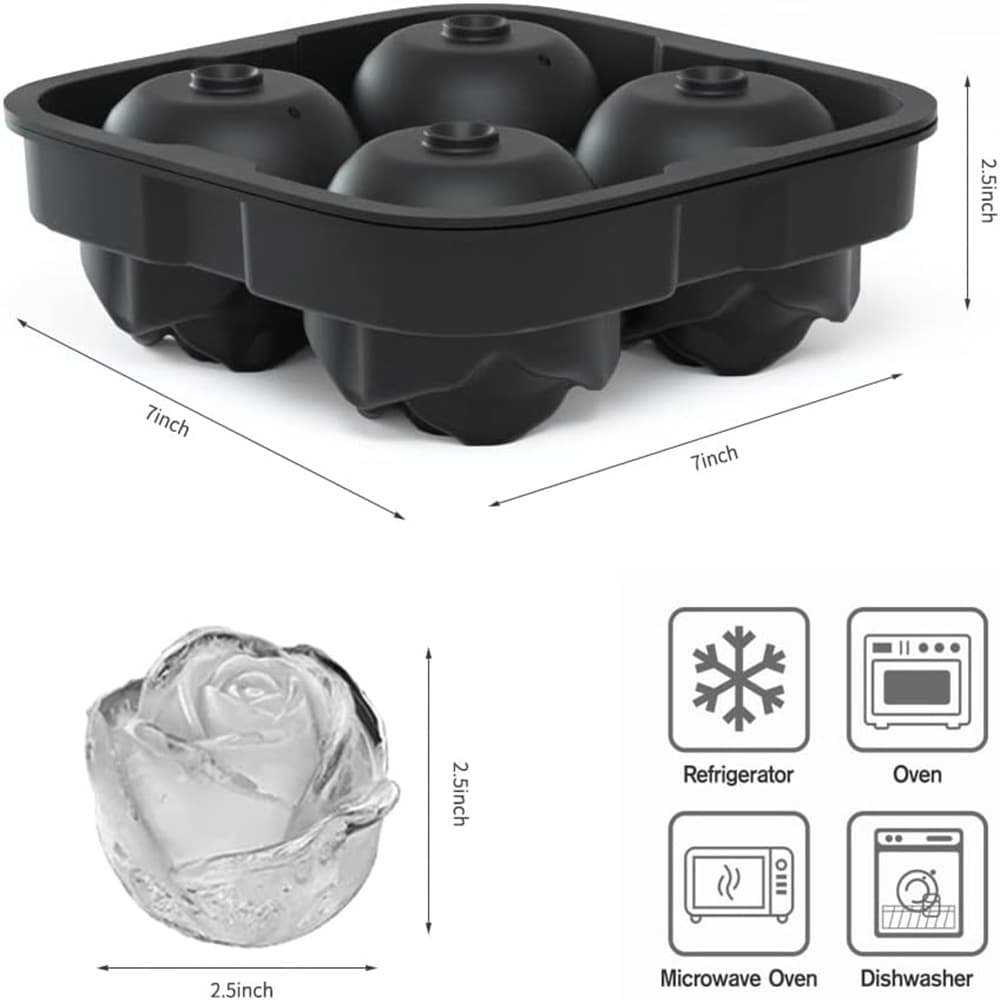 4-cavity rose ice tray