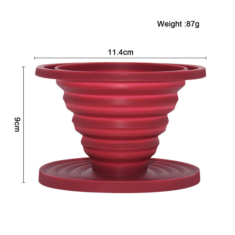 Red Foldable Silicone Coffee Dripper Size