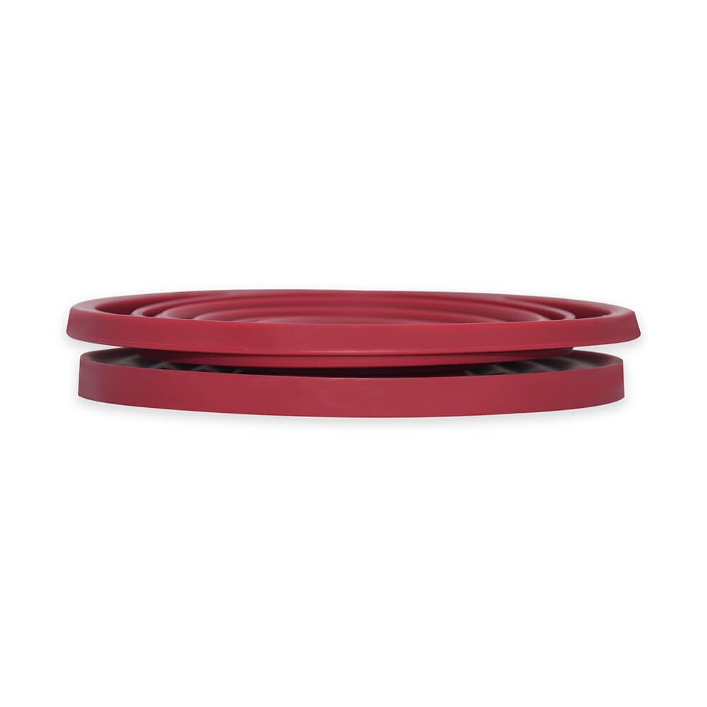 Red Foldable Silicone Coffee Filter Cup in Folded Storage State