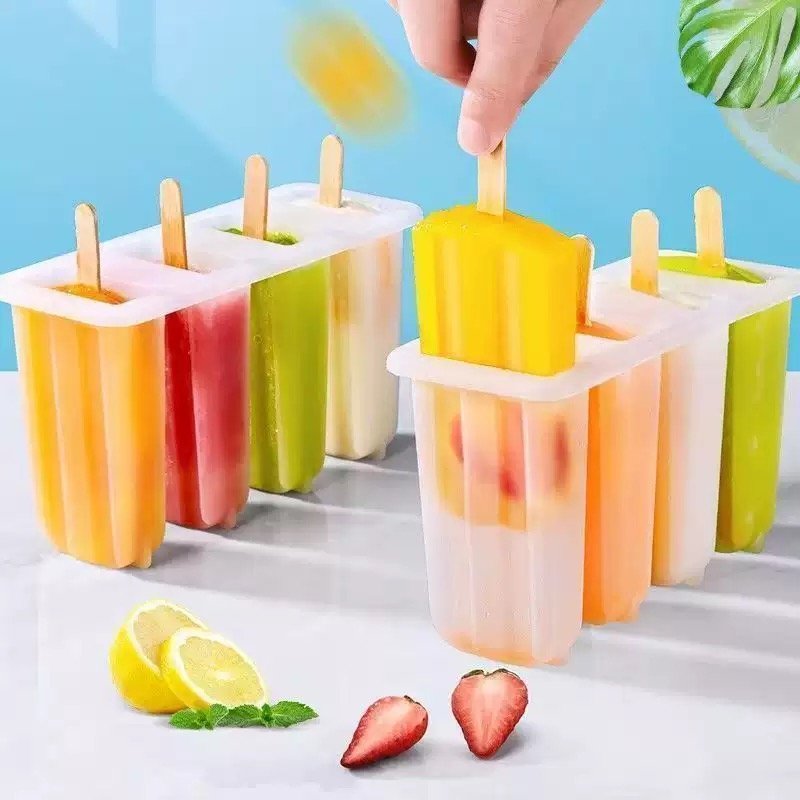 4 cavity popsicle mold with wooden sticks