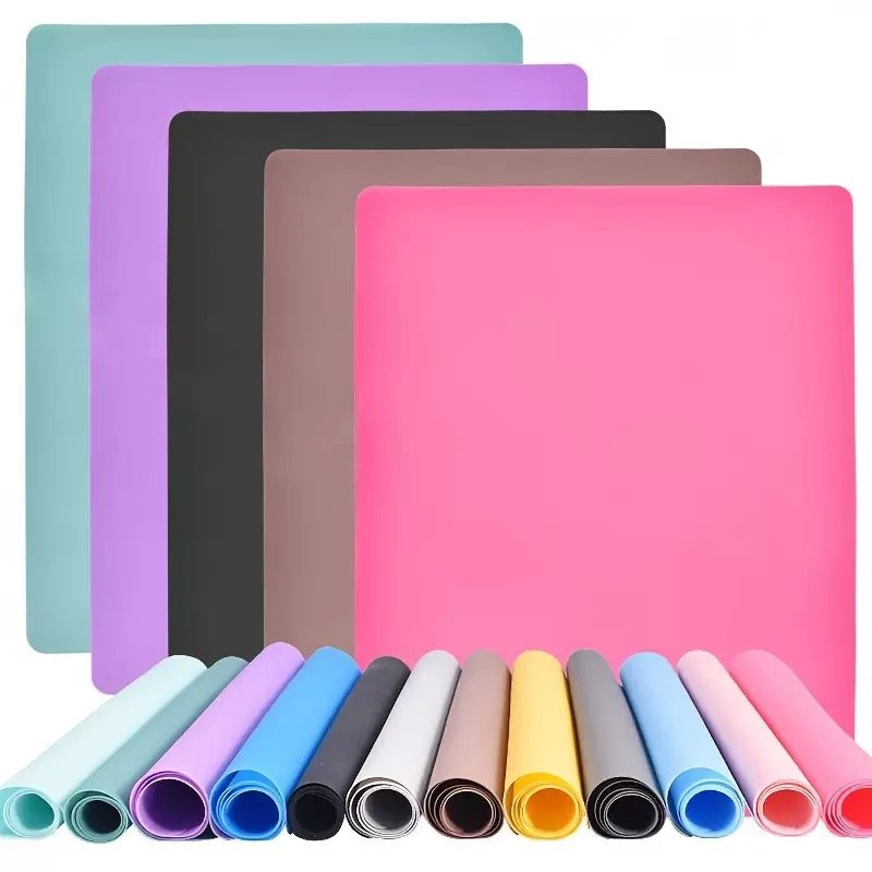 Assorted Solid Color Silicone Mats Roll-up Style