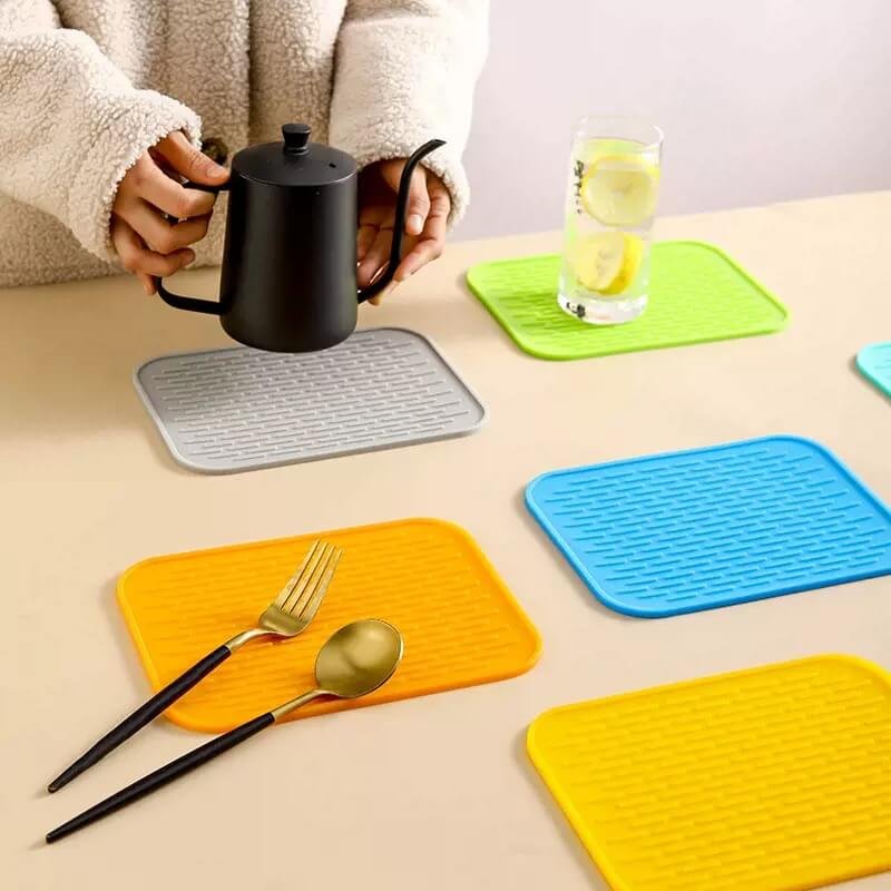 Assorted Textured Silicone Placemats for Dining Table and Kitchen Use