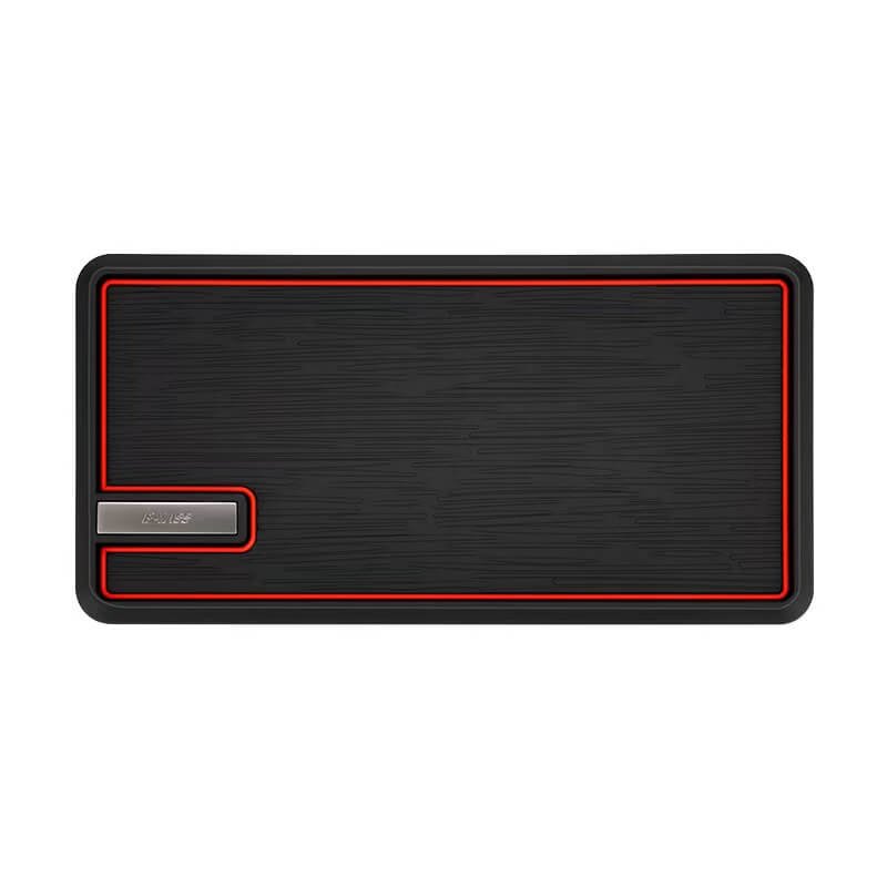 Black Brushed Texture Silicone Mat with Red Trim