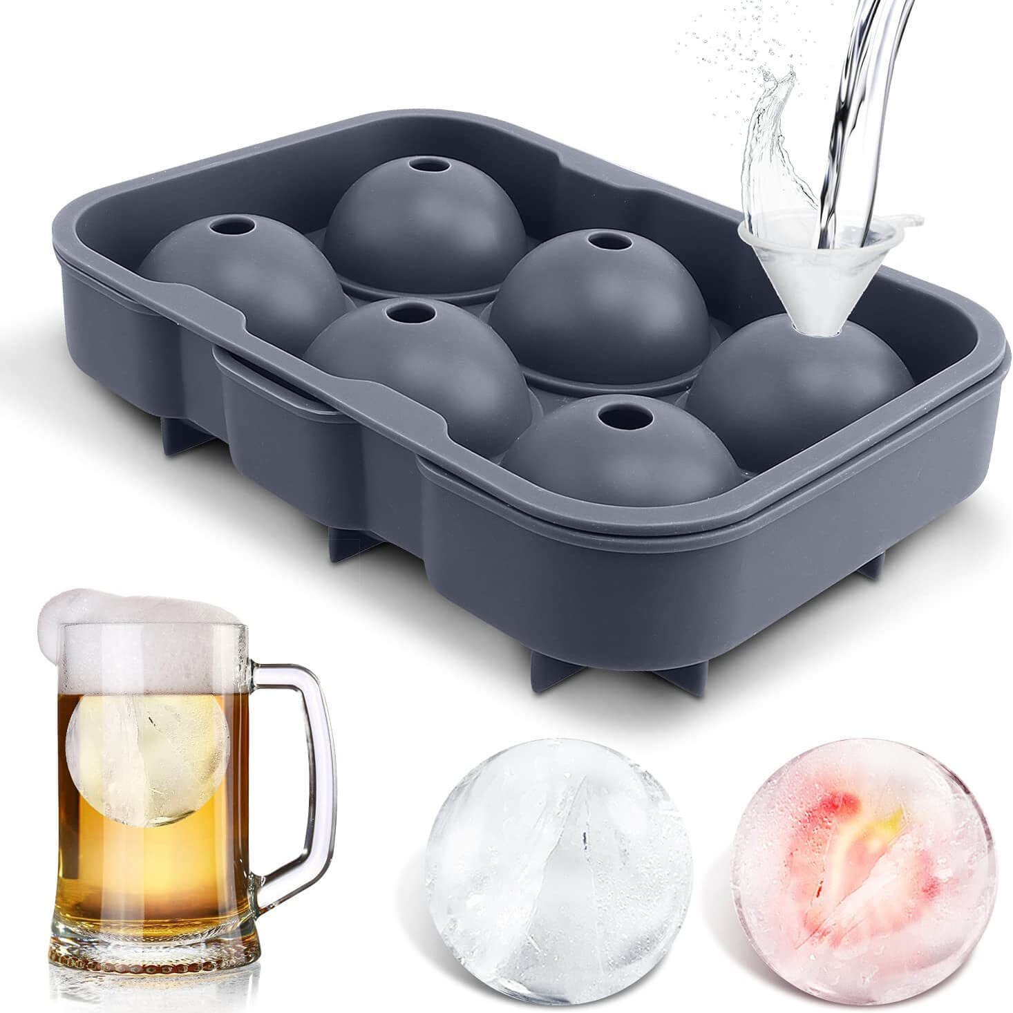 Black Leak-Proof Silicone 6-Cube Ice Ball Mold