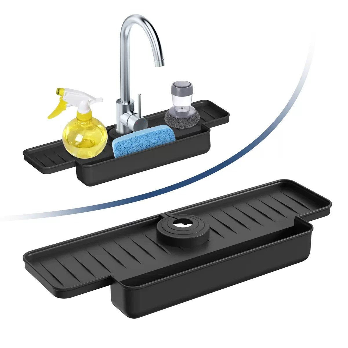 Black Silicone Faucet Organizer Mat for Sink Area