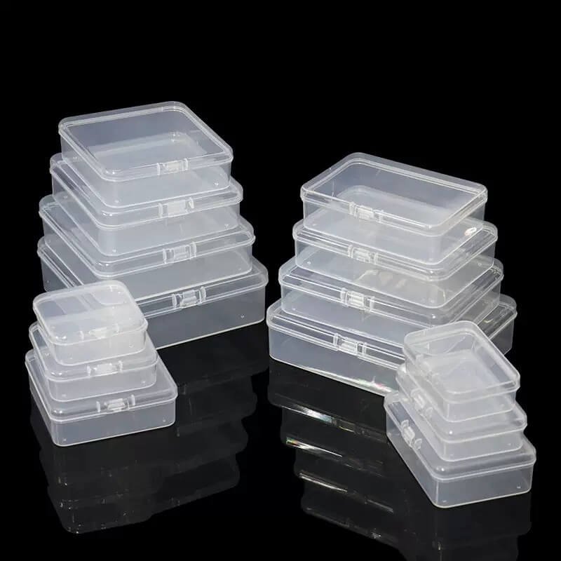 Clear Plastic Storage Boxes with Clasp Lids, Assorted Sizes