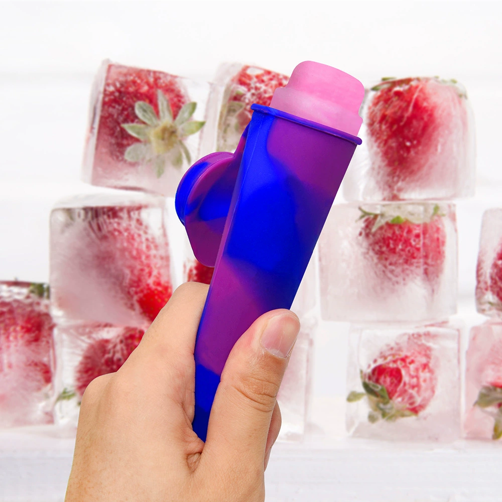 Colorful silicone ice pop mold with lid