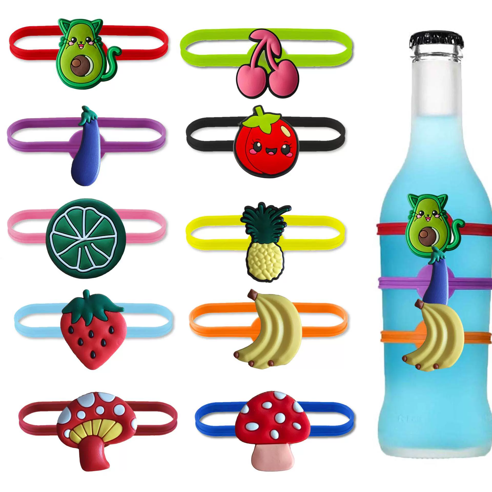 Creative Silicone Wine Glass Labels Featuring Fruits and Vegetables