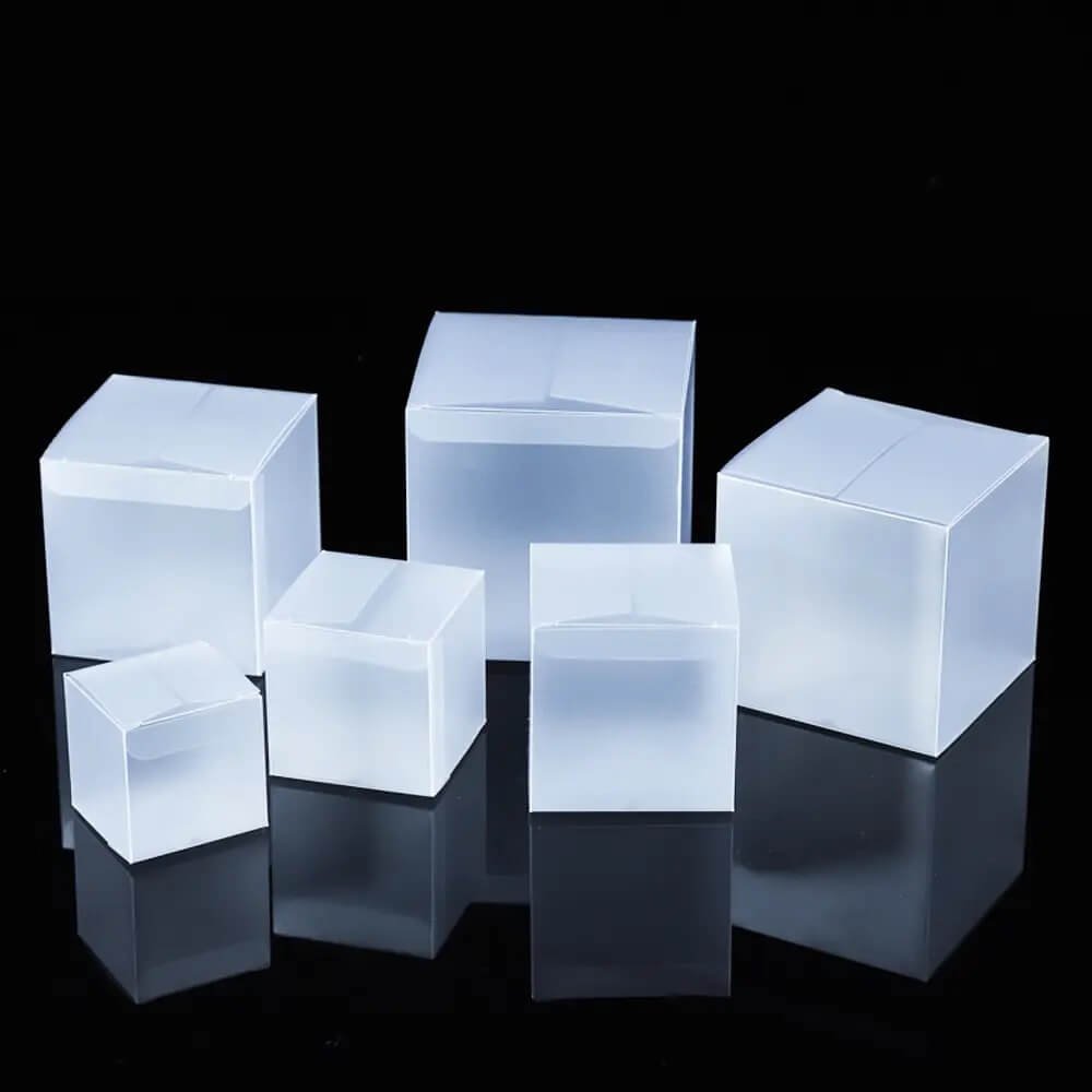 Frosted Semi-Transparent PVCPP Plastic Cube Boxes, Assorted Sizes