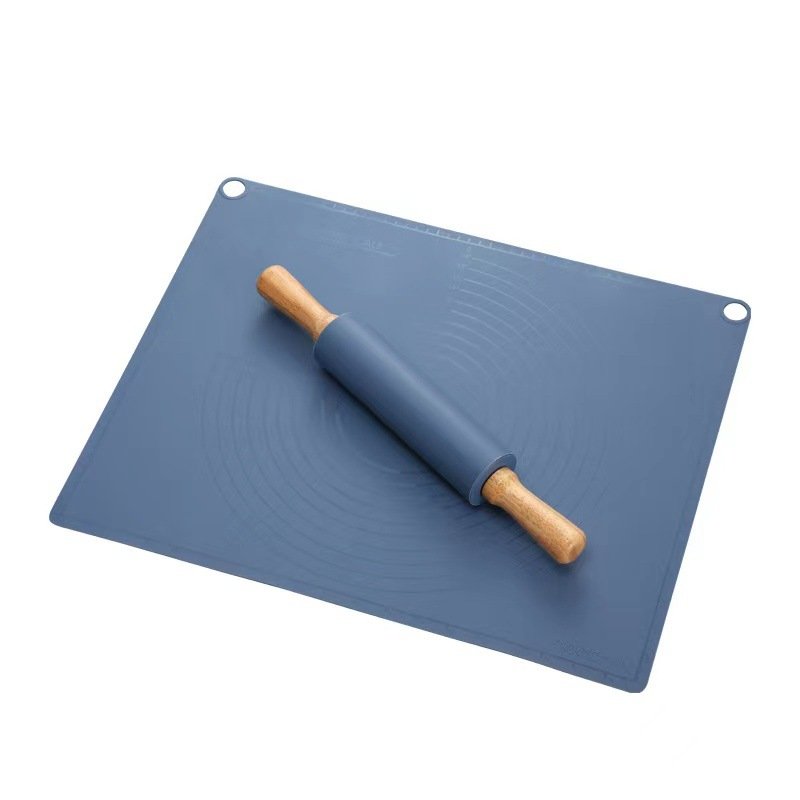 Grey Blue Silicone Pastry Mat with Rolling Pin