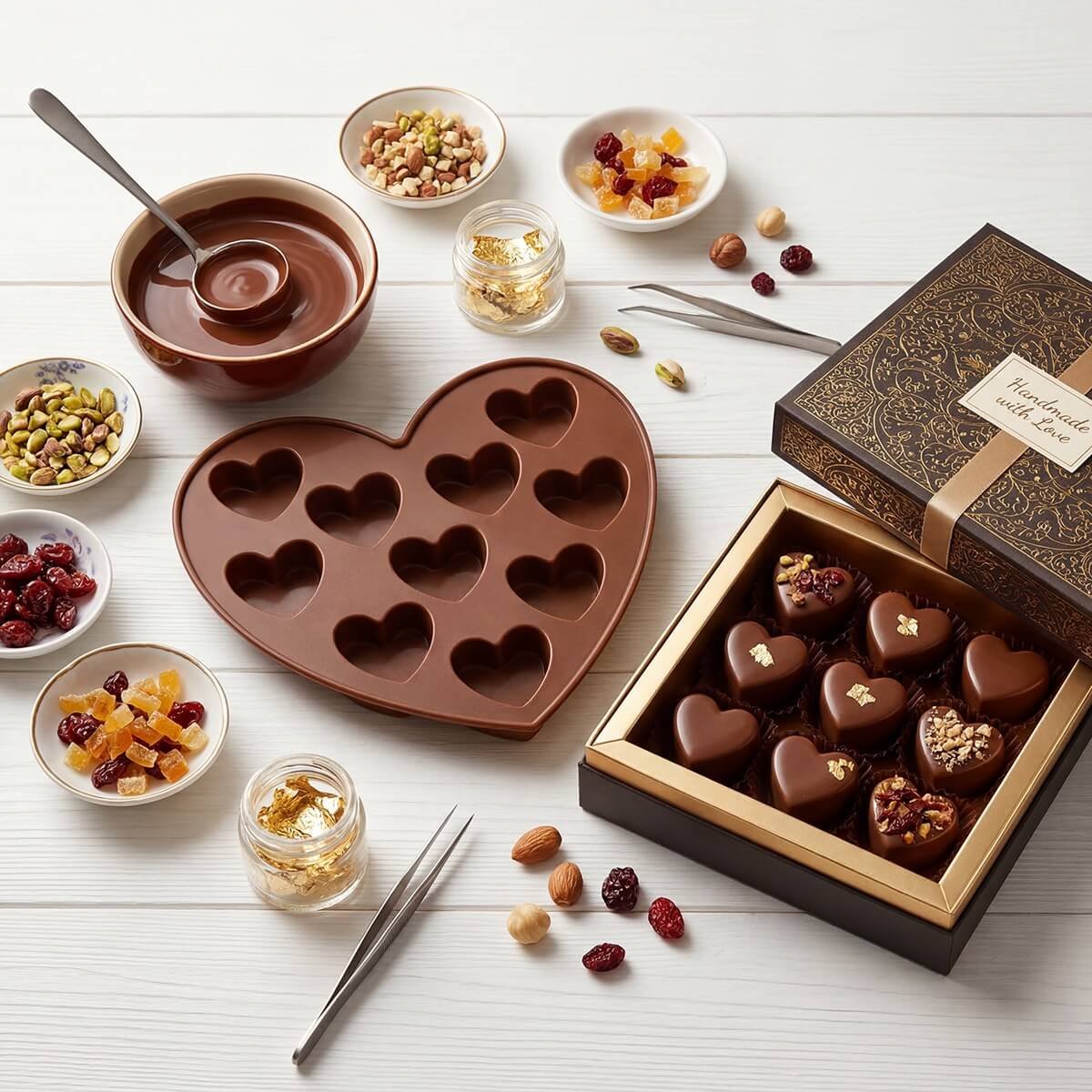 Heart Silicone Chocolate Mold for Homemade Gourmet Chocolates & Gifting
