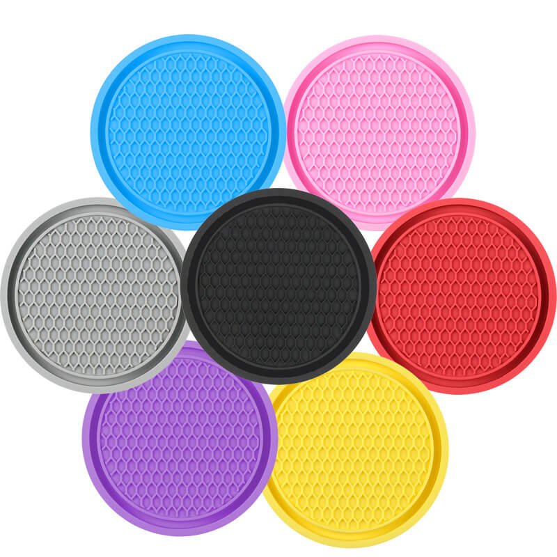 Honeycomb Pattern Silicone Car Cup Coasters (7-Color Set)