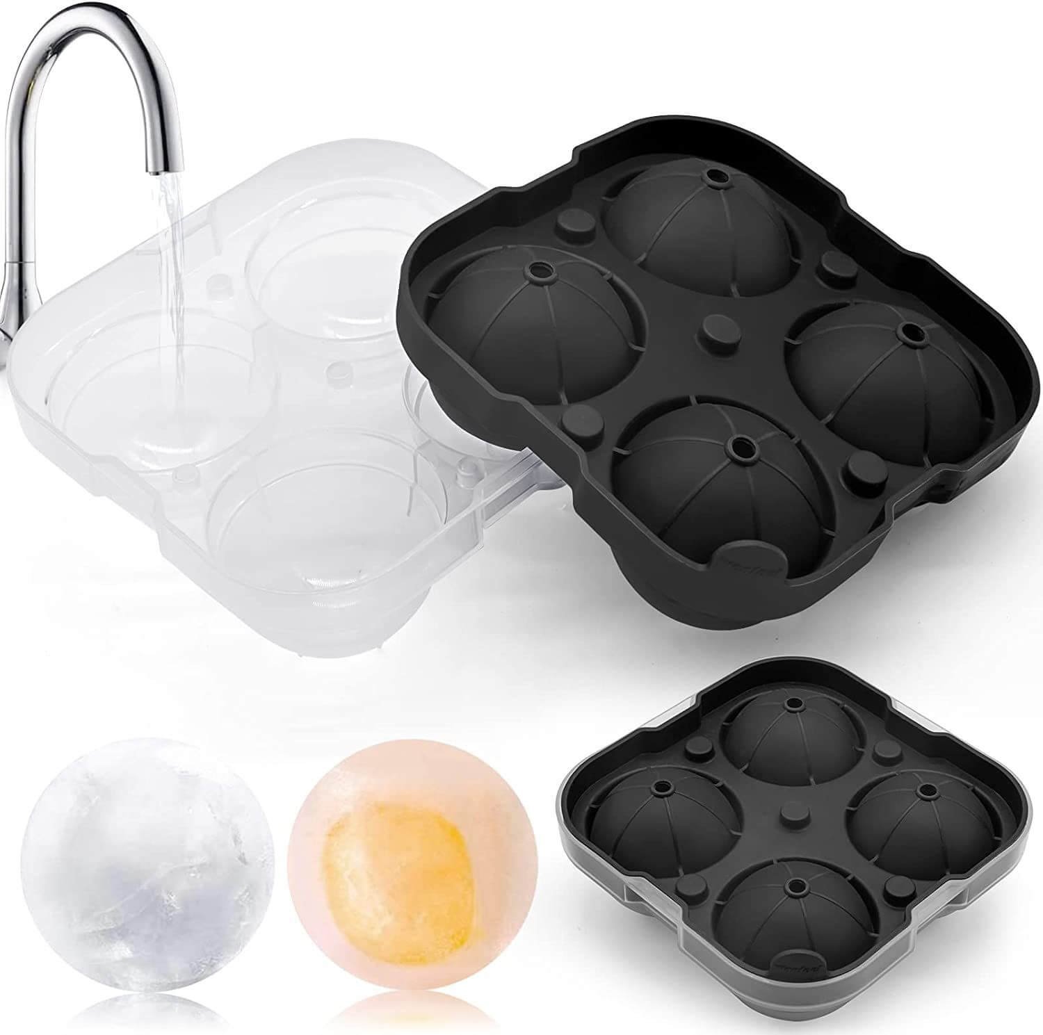 Large 4-Cavity Silicone Hockey Puck Mold, Round with Four Holes