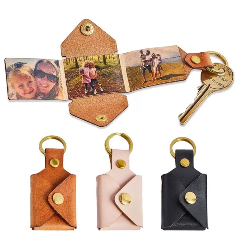 Leather Photo Album Keychain for Family Memories