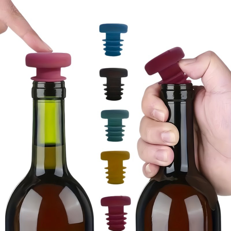 Multi Color Ribbed Silicone Wine Stopper