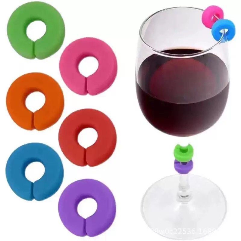 Multi color ring shaped silicone wine glass markers