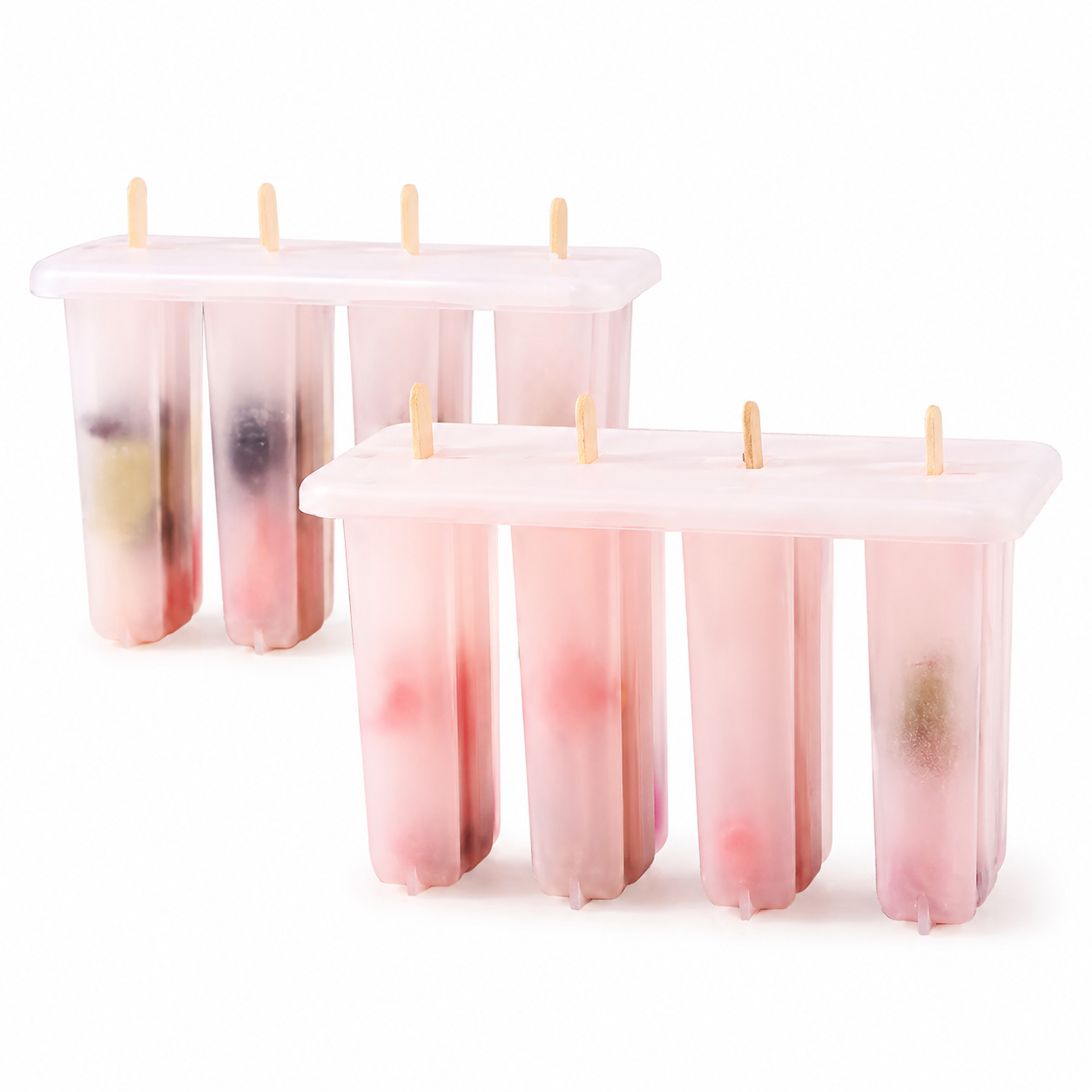 Reusable popsicle mold with wooden sticks