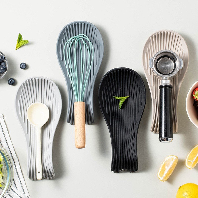 Ribbed Silicone Spoon Rests – For All Kitchen Utensils