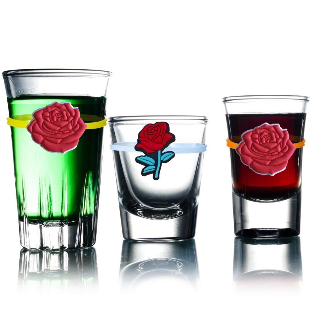 Silicone Rose Wine Glass Markers Set