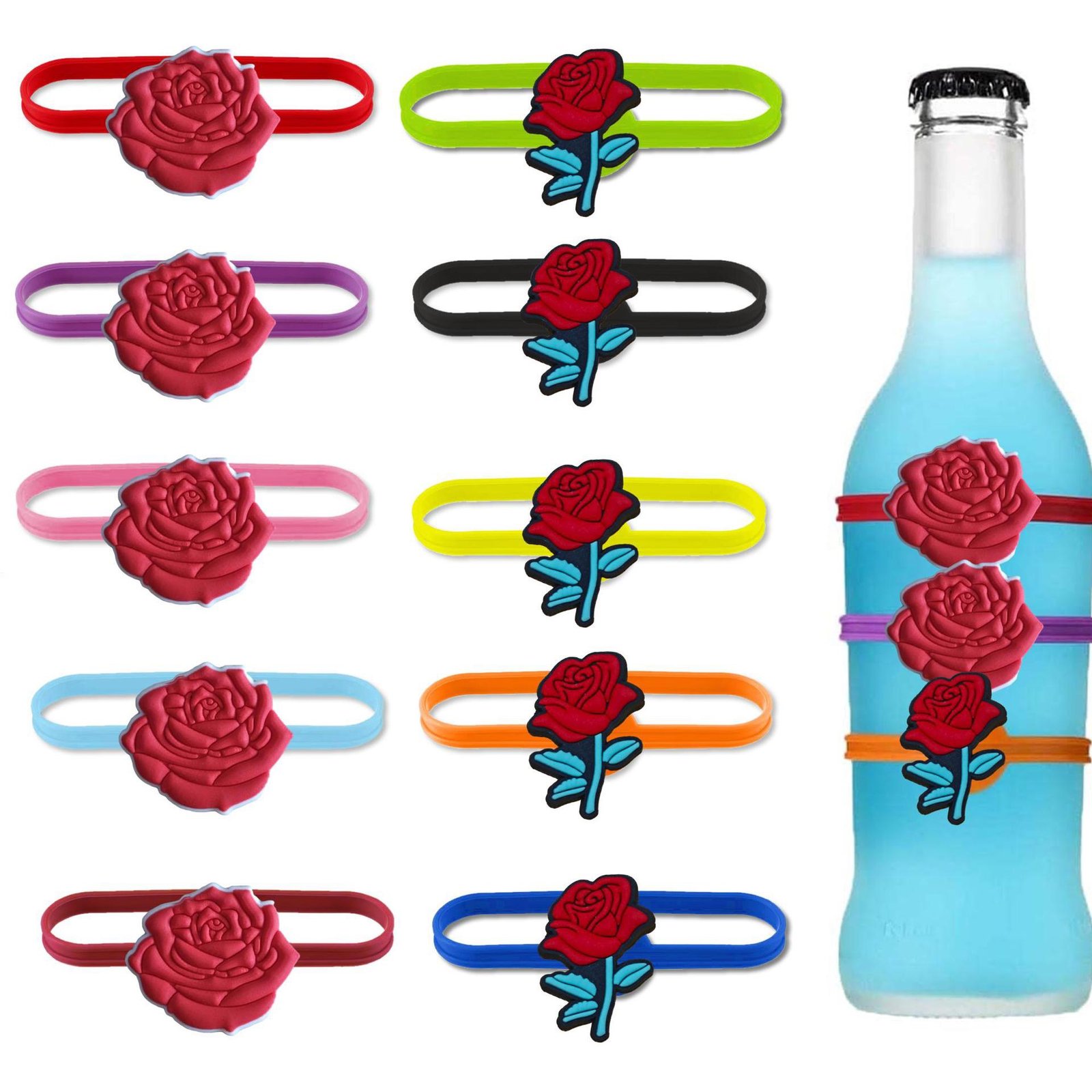 Silicone Rose Wine Glass Markers