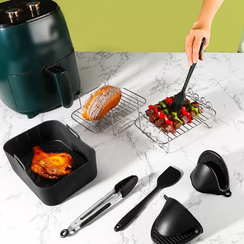 Silicone-air-fryer-accessories-set-with-tongs-brush