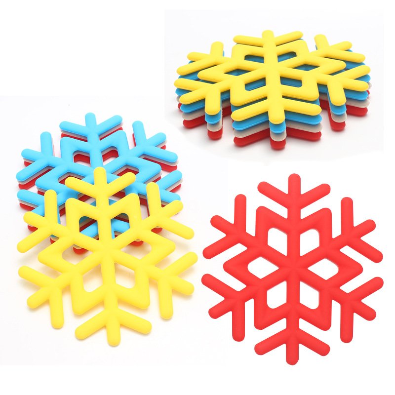 Snowflake-shaped Silicone Coasters in Mixed Colors