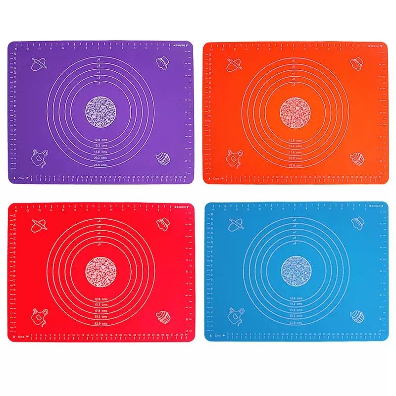 Square Silicone Mats in Purple Orange Red Blue