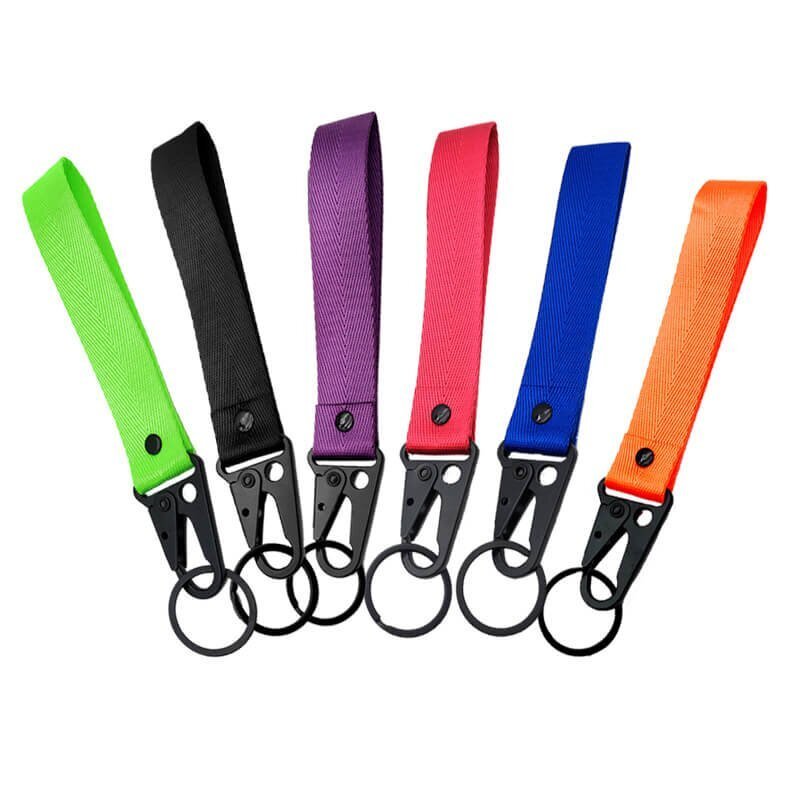 neon color keychain lanyard set green black purple red blue orange fabric metal buckle