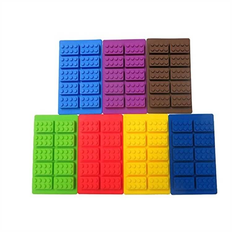10-Cavity Lego Brick Silicone Mold for Chocolate, Candy & Ice Cubes