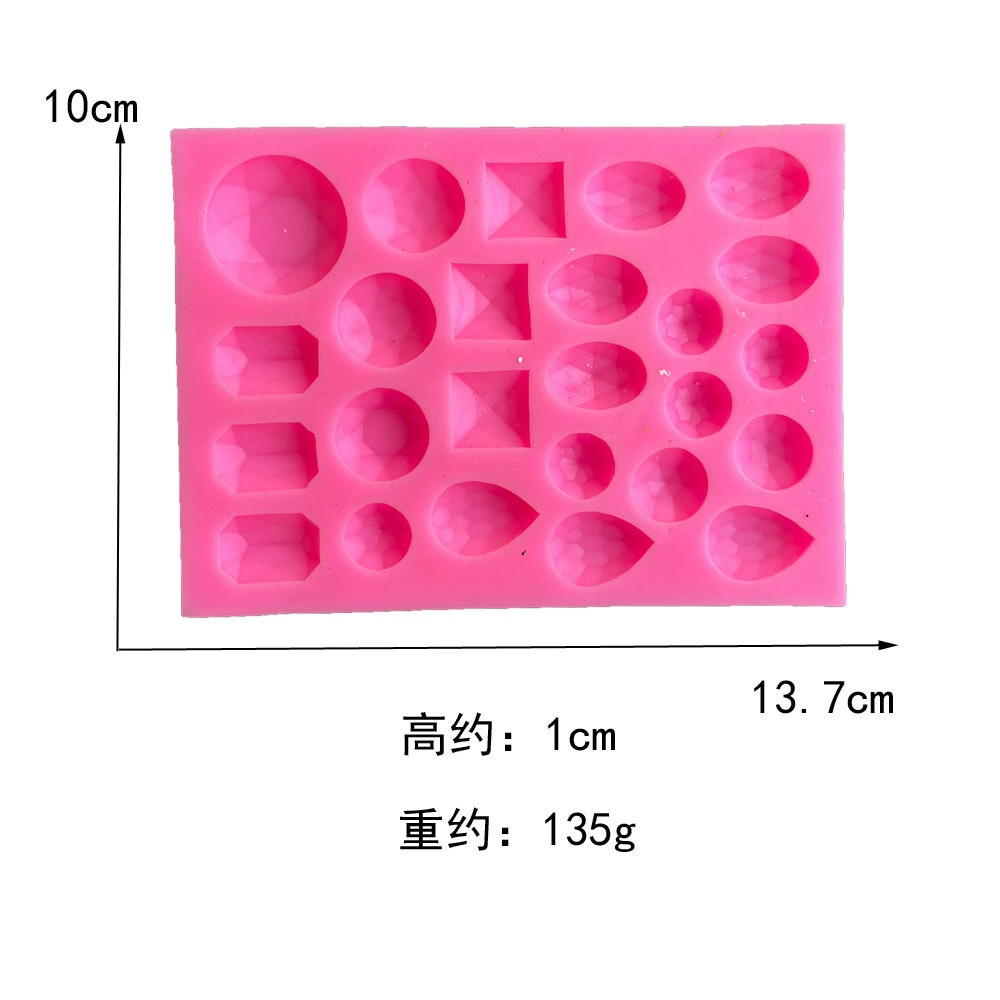 25-Cavity Gem Silicone Mold with Size Specs (13.7×10cm)
