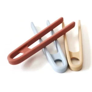 Stacked Silicone Serving Tongs in Neutral Tones