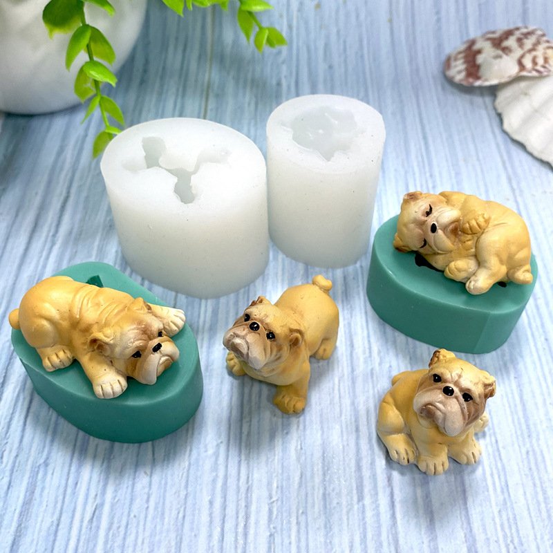 3D Bulldog Silicone Mold - Cute Puppy Shape for Resin & Candle