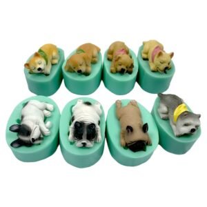 3D Dog Head Silicone Mold, Corgi & French Bulldog Puppy Face Mold for Candle, Soap, Resin, Fondant, Chocolate, Cake Decor