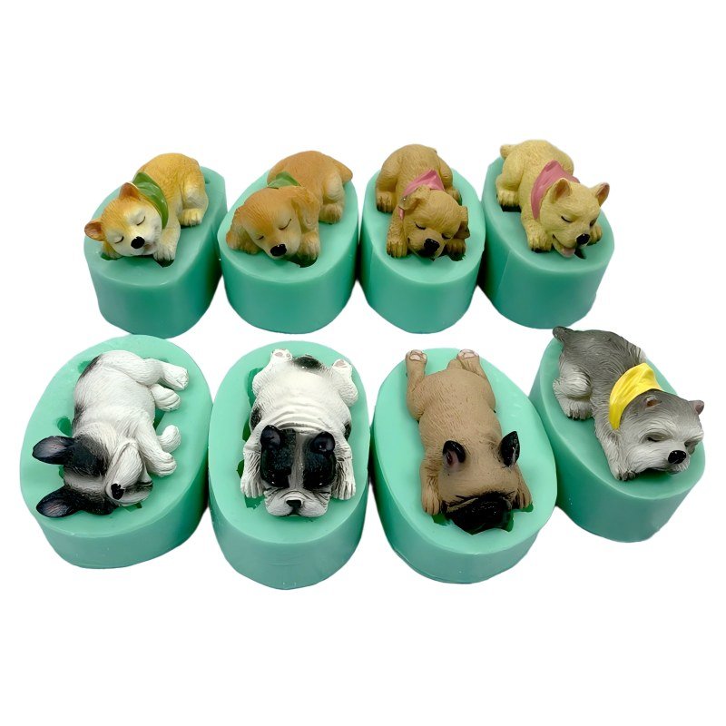 3D Dog Head Silicone Mold, Corgi & French Bulldog Puppy Face Mold for Candle, Soap, Resin, Fondant, Chocolate, Cake Decor