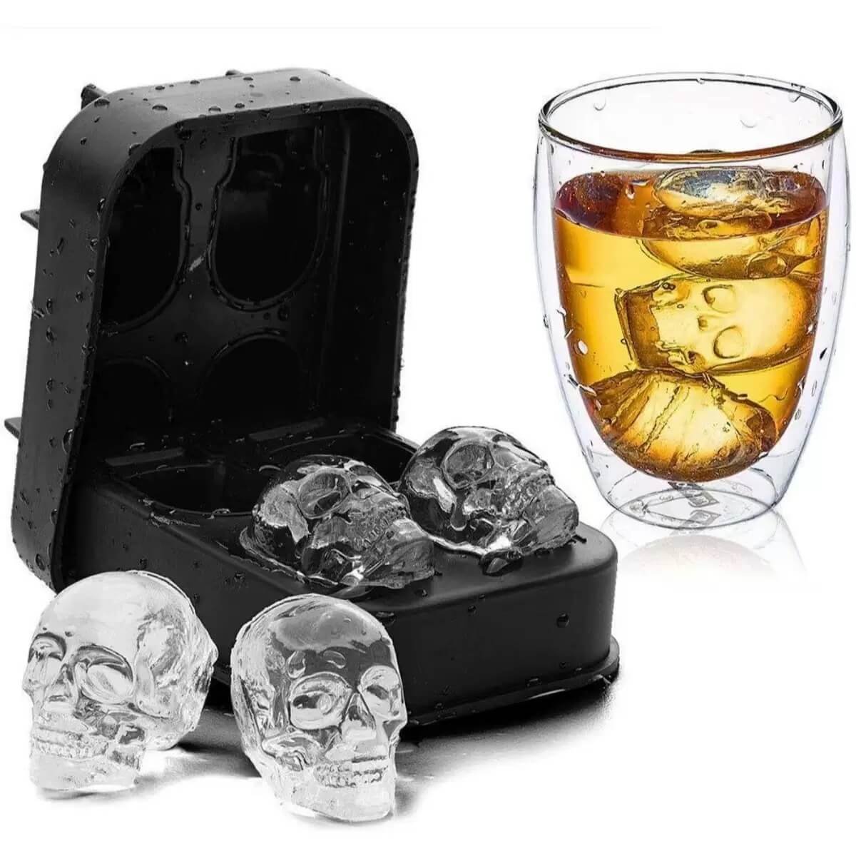3D Skull Ice Cube Maker Tray for Whiskey Glasses