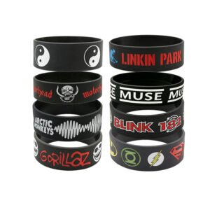 8 PCS Punk Rock Band & Superhero Silicone Wristbands, Music Fan Bracelets for Concerts & Parties