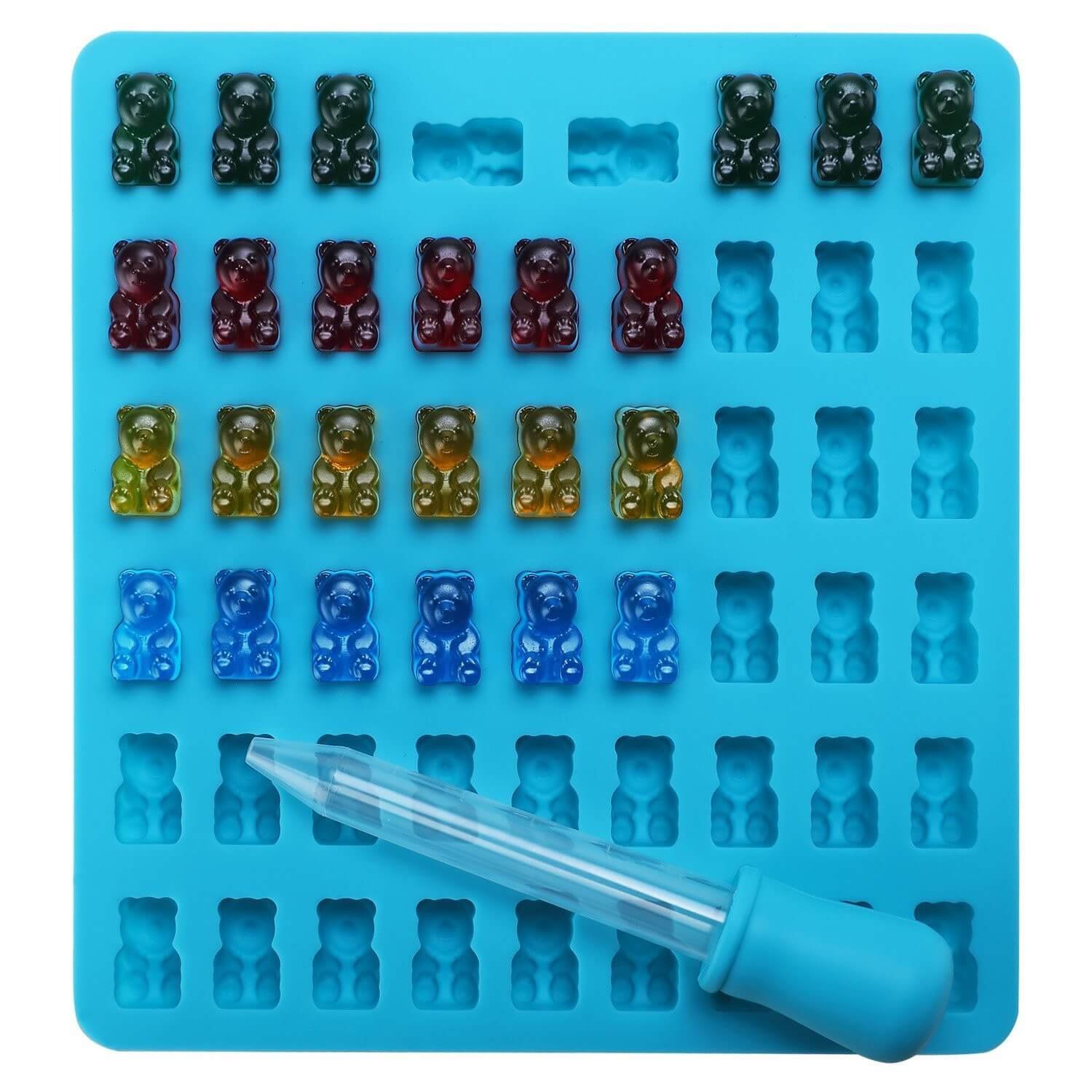 Blue Bear Gummy Mold with Dropper & Multi-Color Homemade Gummies