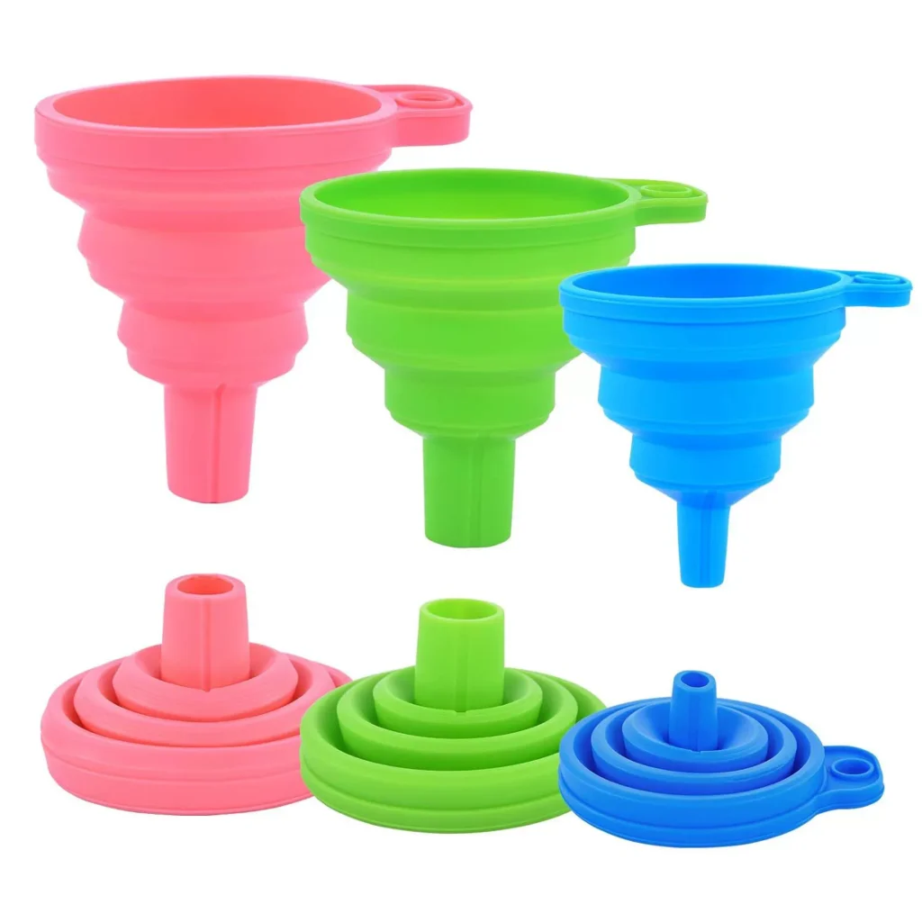 Collapsible Silicone Funnel Set in Bright Colors