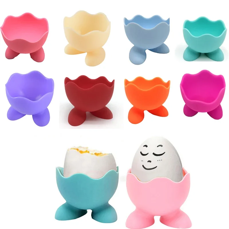 Colorful Silicone Egg Cups with Feet for Hard-Boiled Eggs
