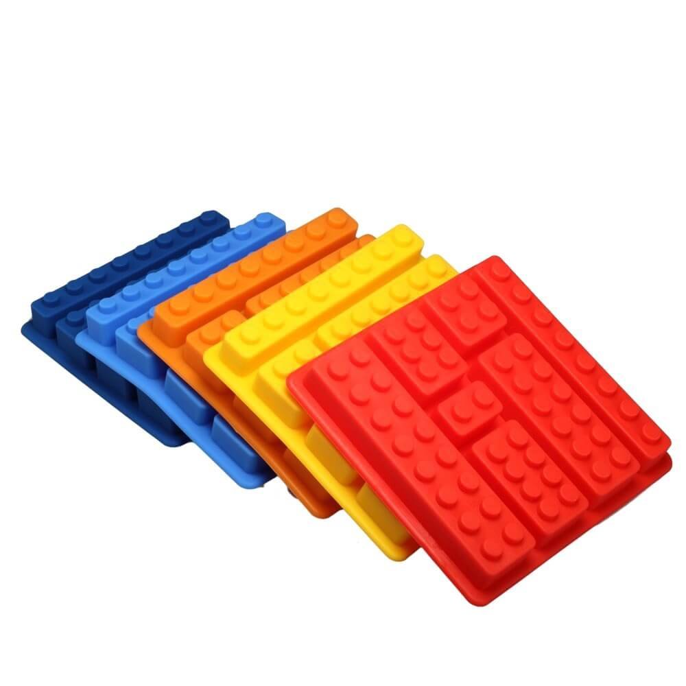 Colorful Silicone Lego Brick Mold Set for Ice Cubes, Chocolate & Baking