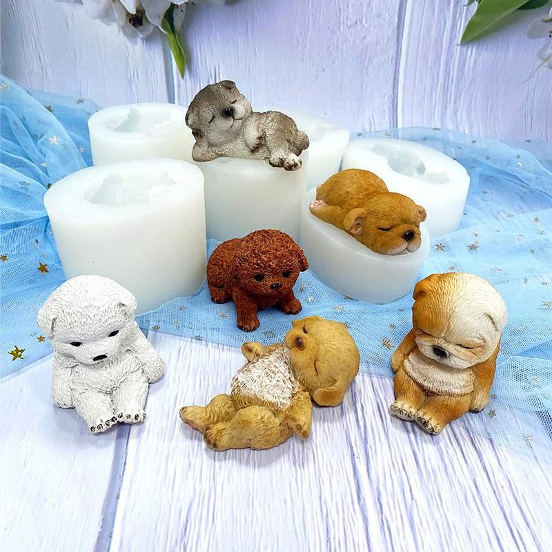 Cute Puppy & Teddy Bear Silicone Molds, 3D Dog Figurine Molds for Resin Art, Candle, Soap, Chocolate, Cake Decoration, DIY Projects