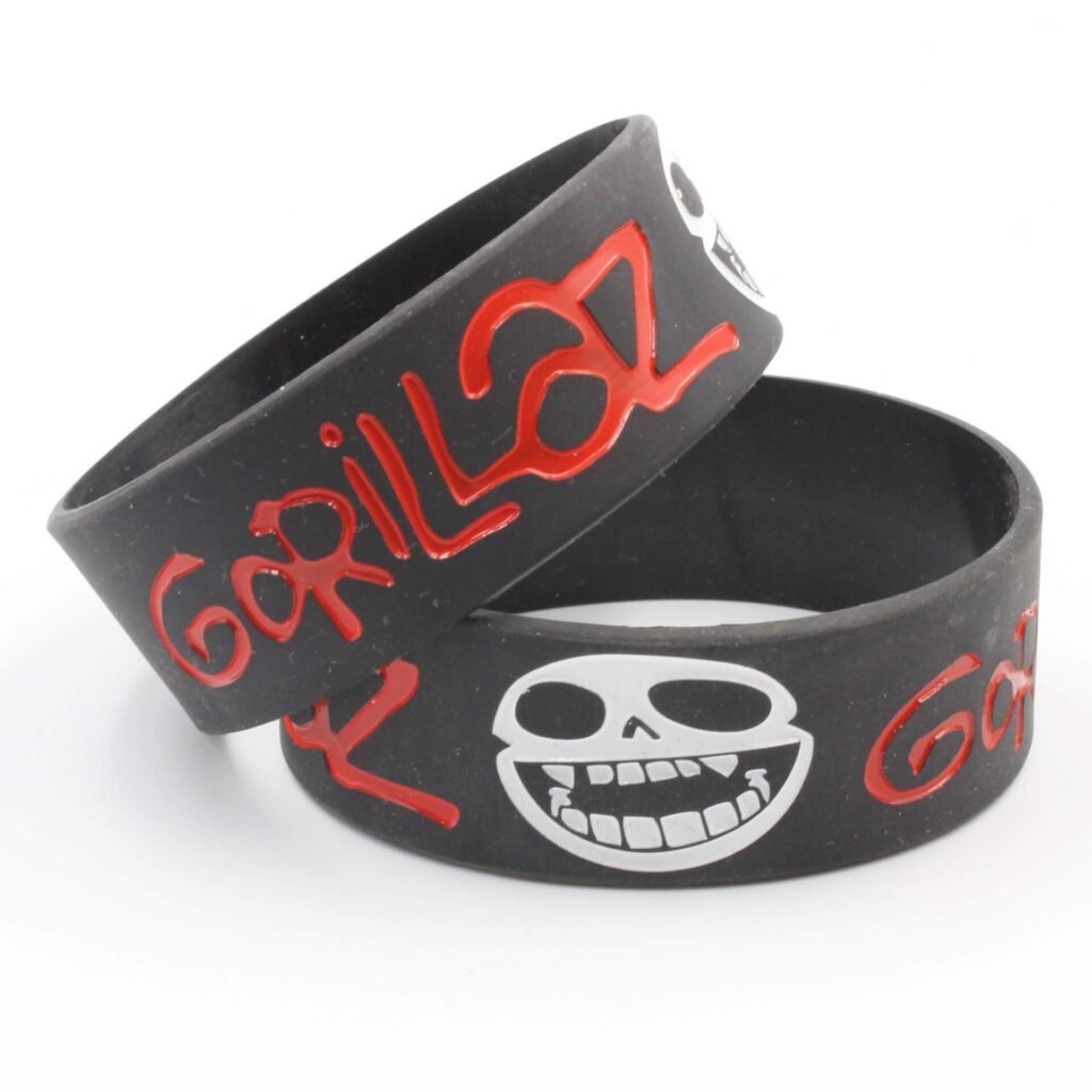 Gorillaz Red & Black Skull Silicone Wristband