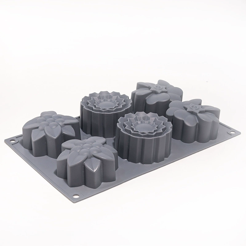 Gray 6 Cavity Flower Silicone Mold