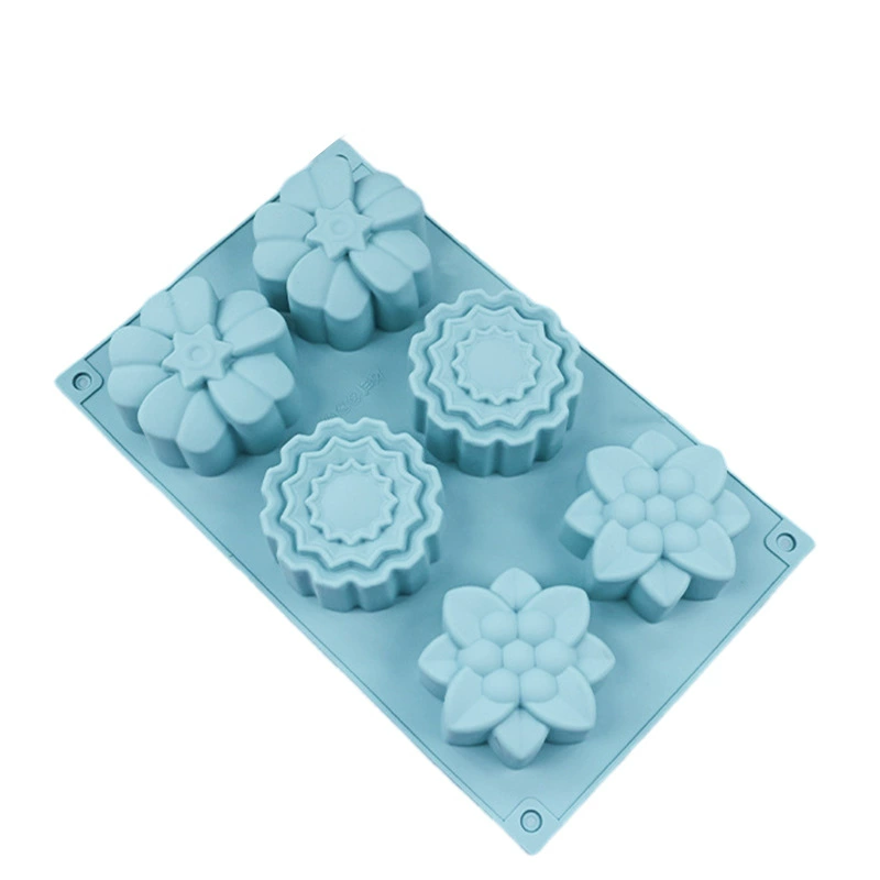Light Blue 6 Cavity Flower Silicone Mold