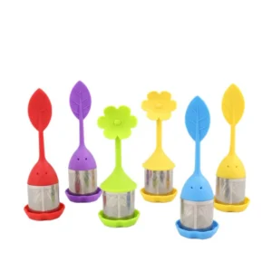 Silicone Handle Stainless Steel Tea Strainer with Drip Tray