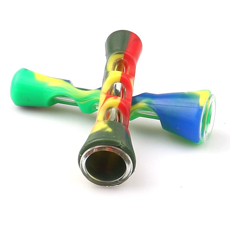 Multi-Color Silicone Glass Tip Hand Pipes (2pcs)