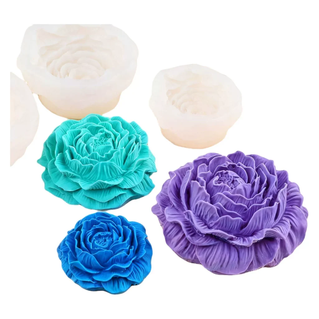 Multi-Size Peony Silicone Molds for Colorful Crafts