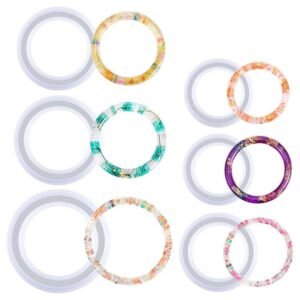 Multi-Size Silicone Bangle Mold Set with Resin Bracelet Samples