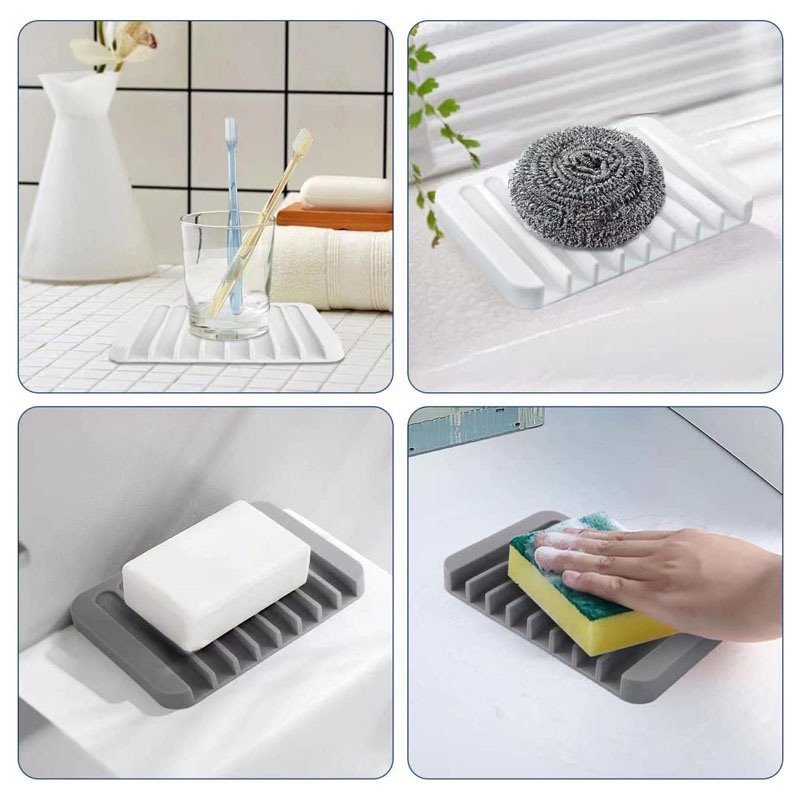 Multi-Use Silicone Soap & Sponge Holder Tray